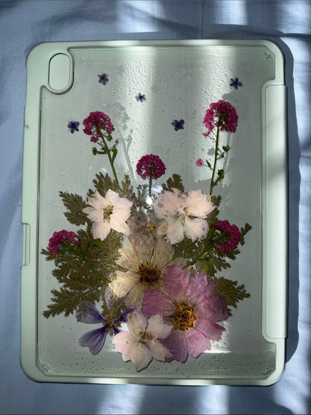 Pressed Flower Clear iPad 10th Generation Case - Mint Border
